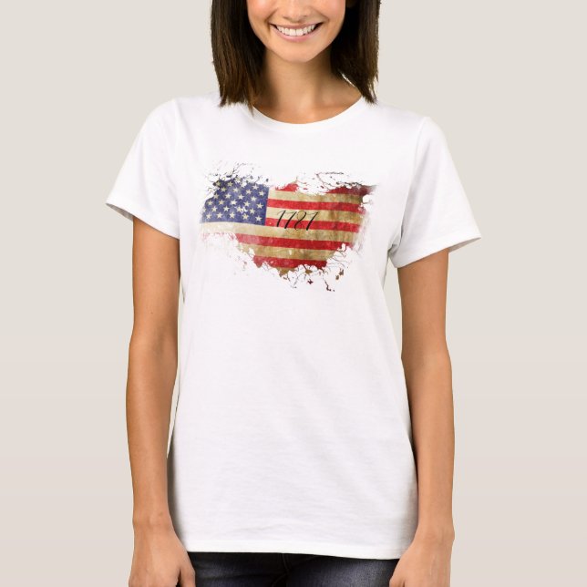 1787 Amerikanska Flagga USA T Shirt (Framsida)