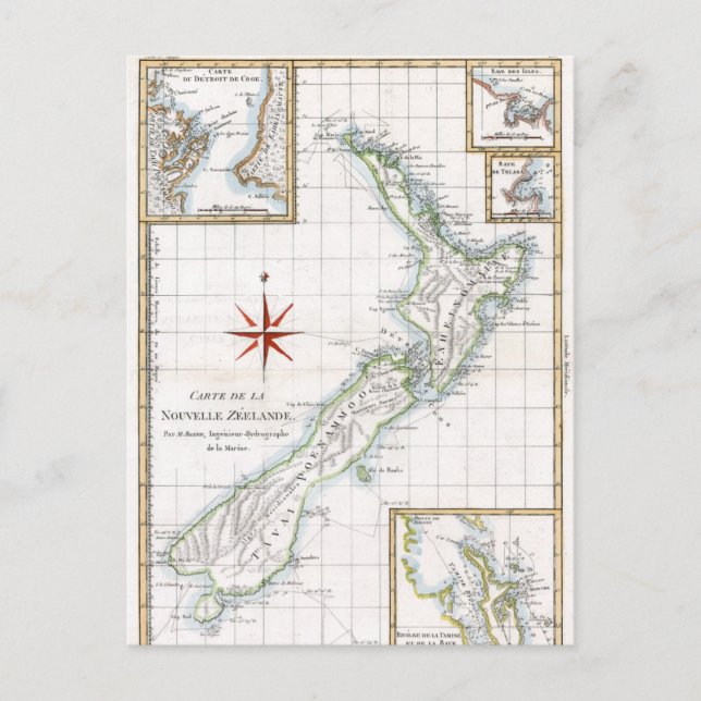 1787 Nya Zeeland Karta Vykort (Framsida)