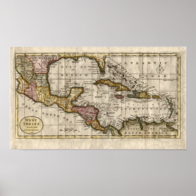 1790 Karta i Västern av Dilly och Robinson Poster (Framsidan)