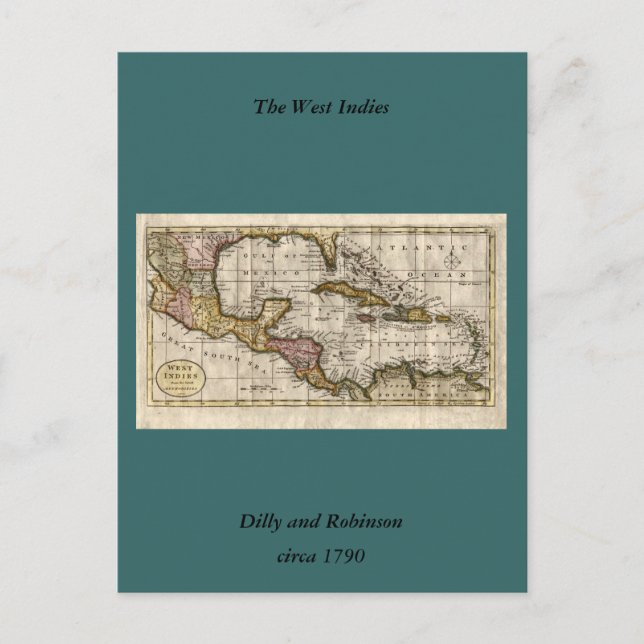 1790 Karta i Västern av Dilly och Robinson Vykort (Framsida)
