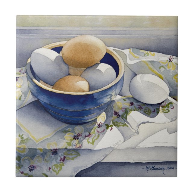 1791 ägg i blåttbunke kakelplatta (Framsidan)