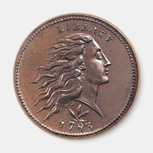 1793 flödande hårU.S.-encentmynt Magnet
