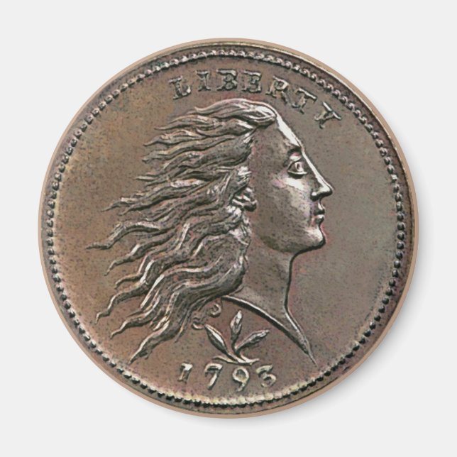 1793 Flowing Hair U.S. Penny Magnet (Framsidan)