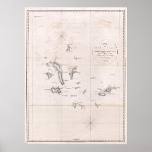 1793 kartlägga av Galapagosen Poster