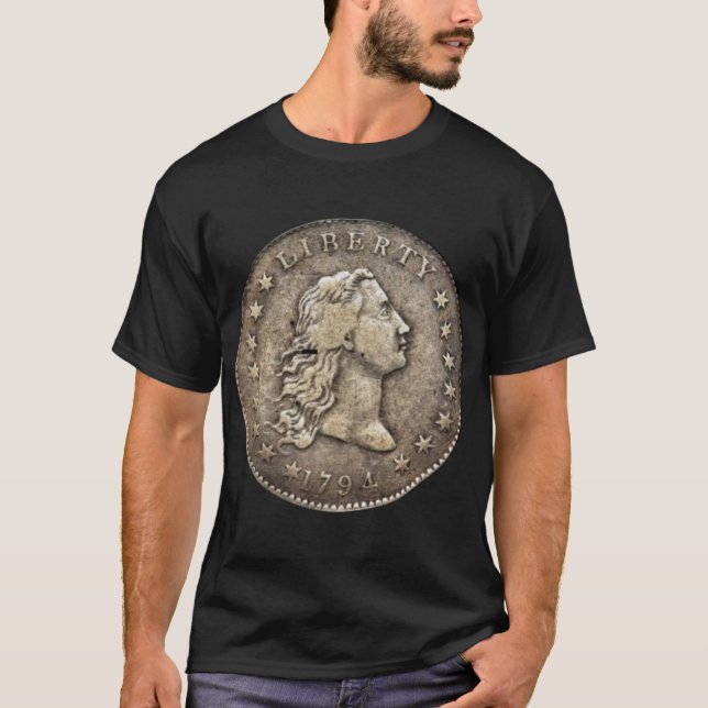 1794 Flytande Hårdollar T-Shirt i Silver (Framsida)