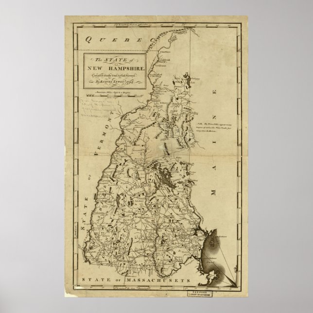 1794 Karta i New Hampshire Poster (Framsidan)