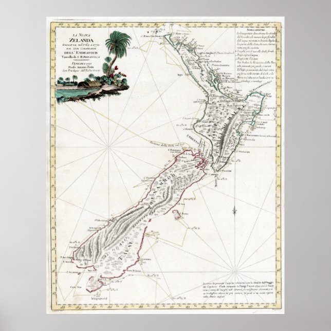 1794 Nya Zeeland Karta Poster (Framsidan)