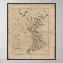 1796 Nord- och Sydamerika-karta från Tyskland Poster