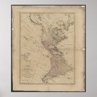 1796 Nord- och Sydamerika-karta från Tyskland Poster
