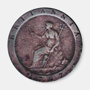 1797 brittiska "cartwheel" encentmyntmagnet magnet