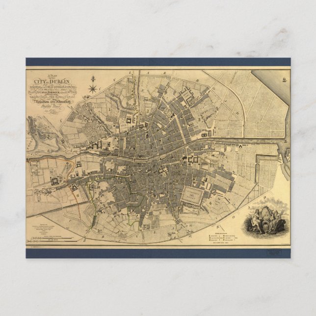 1797 Karta i Dublin Ireland Vykort (Framsida)