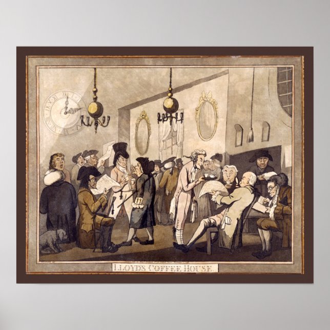 1798 Lloyd's Coffee House by G. Woodward (Print) Poster (Framsidan)