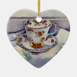 1799 Tekopp på Linen Julgransprydnad Keramik