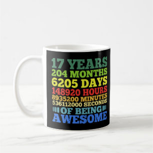 17 ÅR Ålder Vintage 17:e födelsedagen 204 månader Kaffemugg