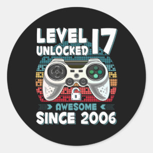 17 år gamla Bday Son Boy Funny Gamer 17 år gamla b Runt Klistermärke