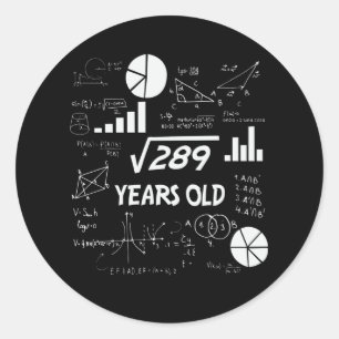 17-åriga Bday Geeky Math 17-årsgåva Runt Klistermärke