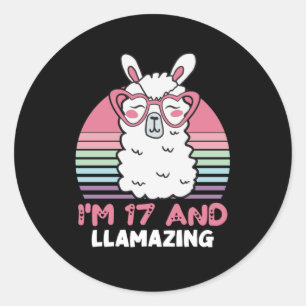 17 ÅRS Ålder Bday Llamazing 17:e födelsedagen Llam Runt Klistermärke