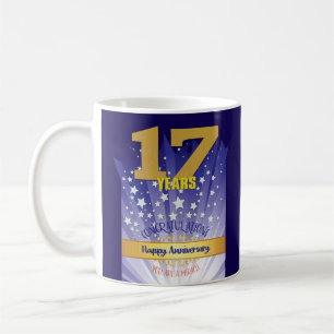 17 års ANPASSNINGSBAR Recovery Annioårsdag fet tal Kaffemugg