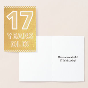 17-årsdag: Fetstil "17 ÅR GAMMAL!" Guld Folie Kort