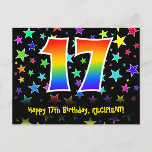 17-årsdag: Roliga stjärnor Mönster, Regnbåge 17, N Vykort