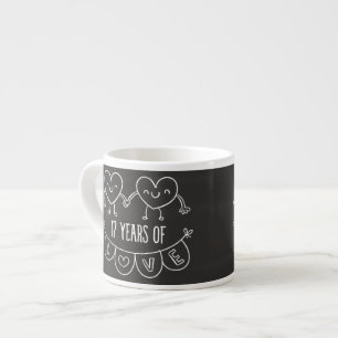 17-årsjubiléet Gift Chalk Hearts Espressomugg