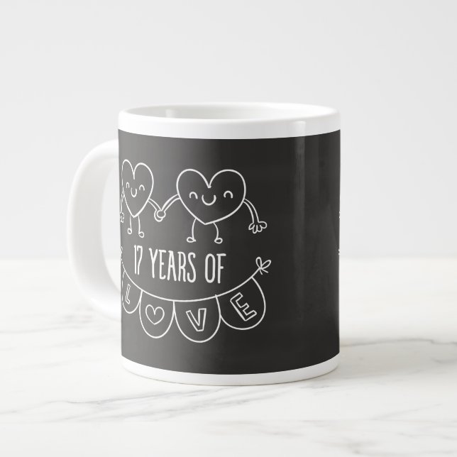 17-årsjubiléet Gift Chalk Hearts Jumbo Mugg (Framsida vänster)