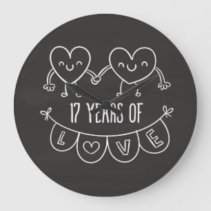 17-årsjubiléet Gift Chalk Hearts Stor Klocka