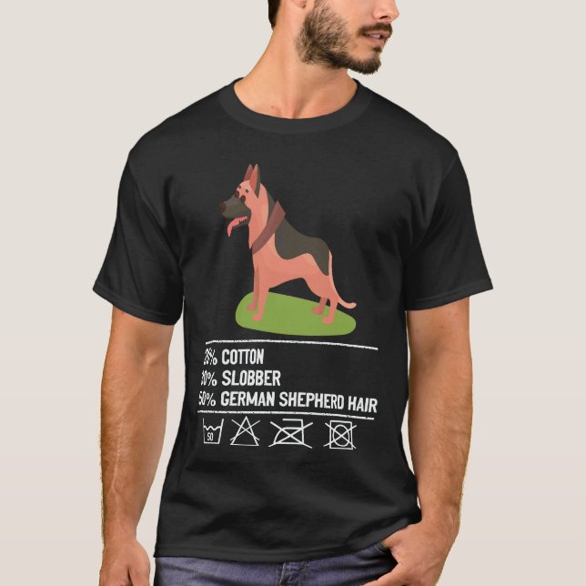 17 Bomull Slarv Tysk Shepherd hår Tysk Shep T Shirt (Framsida)