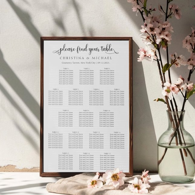 17 Bord 130-150 Sittdiagram för Lodrät av gäster Poster (Skapare uppladdad)