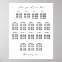 17 Bord Elegant Minimalistisk Sittplatsschema