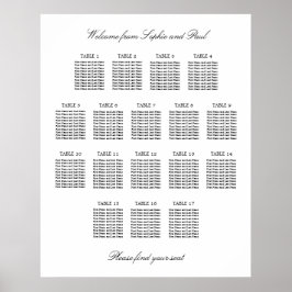 17 Bord Elegant Minimalistisk Sittplatsschema Poster