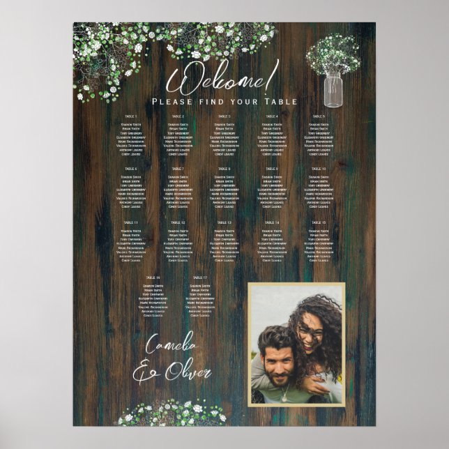 17 Bord Rustic Wood Gypsophila PHOTO SEATING Foam Poster (Framsidan)
