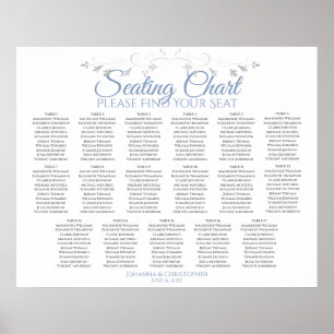17 Bord-sätesdiagram för blå och Grått-Bröllop Poster