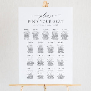 17 Bord Vänligen hitta din plats Platsdiagram Poster