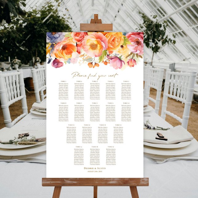 17 Bord Vårblommig Bröllopsplatskarta Poster (Skapare uppladdad)