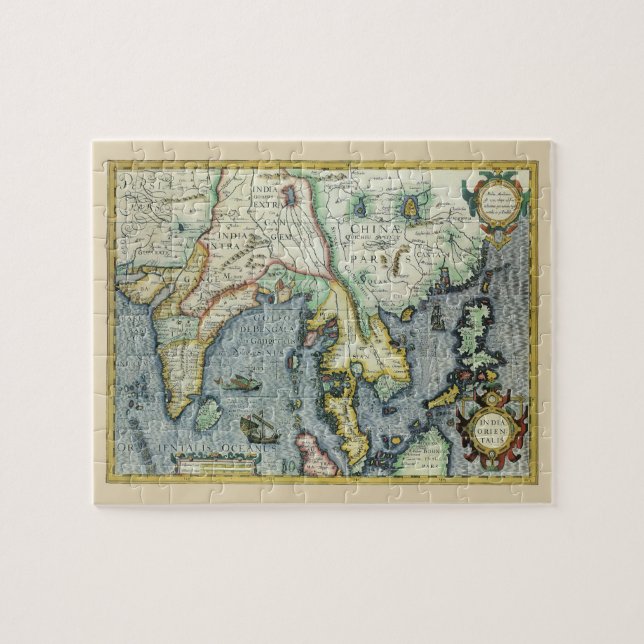 17:e århundradet Antique Asian Karta, Mercator/Hon Pussel (Horisontell)