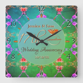 17:e årsdagen för Bröllop i Carnelien Fyrkantig Klocka