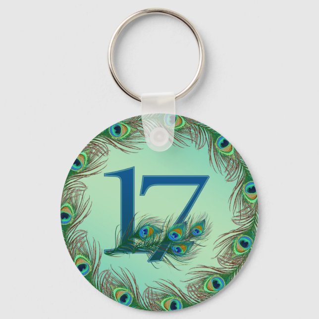 17:e födelsedag eller årsdag för fredsdjur nyckelring (Framsida)