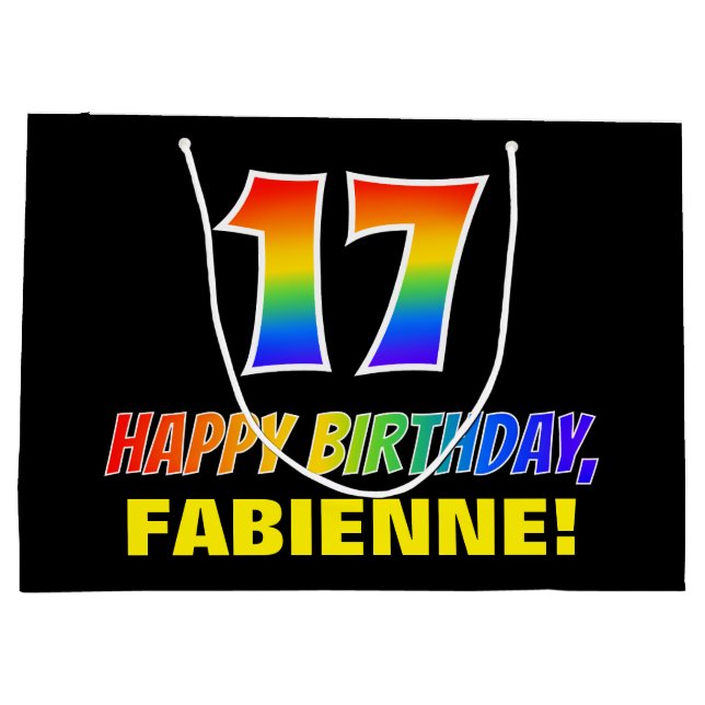 17:e födelsedag: fetstil, Roligt, enkel, regnbåge  (Baksidan)