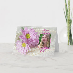 17:e födelsedag, fotokort med daisy kort