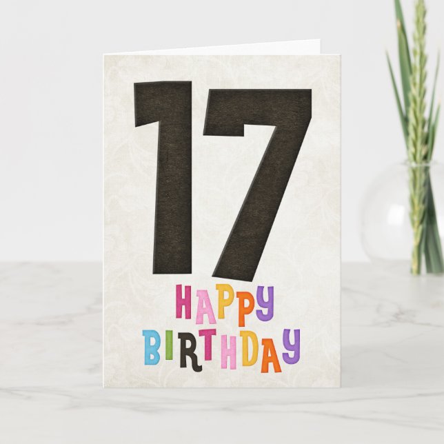 17:e födelsedag Grattis på födelsedagen-kort 2 Kort (Framsida)
