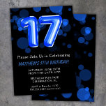17:e födelsedag: Kids Blue Boy Party Inbjudningar<br><div class="desc">17:e födelsedag: Barn blå party 17:e födelsedagsfest inbjudan för en 17-årig pojke med modernt skript och roligt blå folie ballonger.</div>