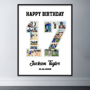 17:e födelsedag, nummer 17 Fotokollage Poster