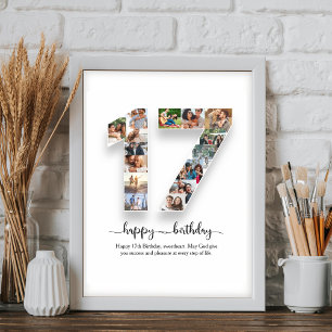 17:e födelsedag Poster fotokollage