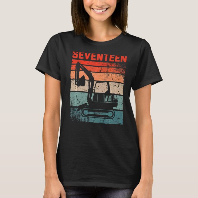 17:e födelsedag: Retro Excavator Construction Ford T Shirt (Framsida)
