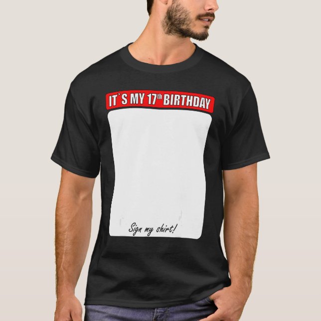 17:e födelsedag Underteckna min T Shirt (Framsida)