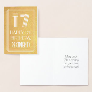 17:e födelsedagen - Art Deco Inspired Titta "17" + Folierat Kort