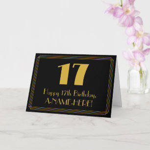 17:e födelsedagen: Art Deco Inspired Titta "17" +  Kort