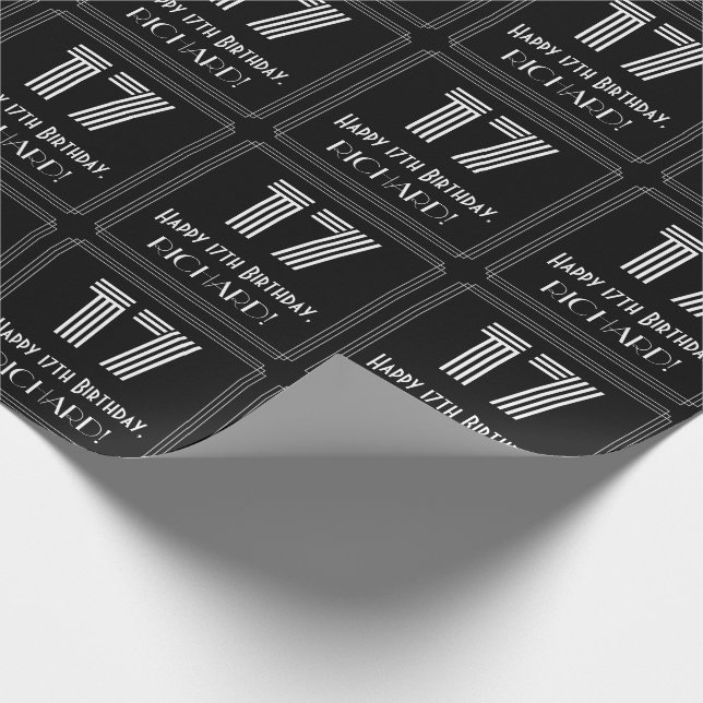 17:e födelsedagen: Art Deco Inspired Titta "17" w/ Presentpapper (Hörn)