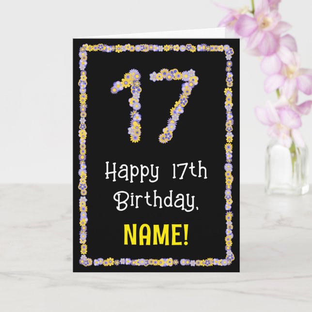 17:e födelsedagen: Blommigt Flowers Number, eget n Kort (Orkide)